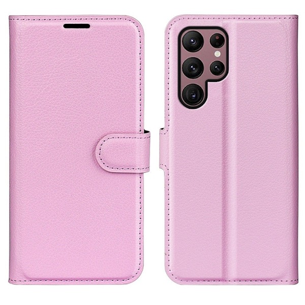 Klassisk Samsung Galaxy S23 Ultra Flip Etui - Lyserød Pink