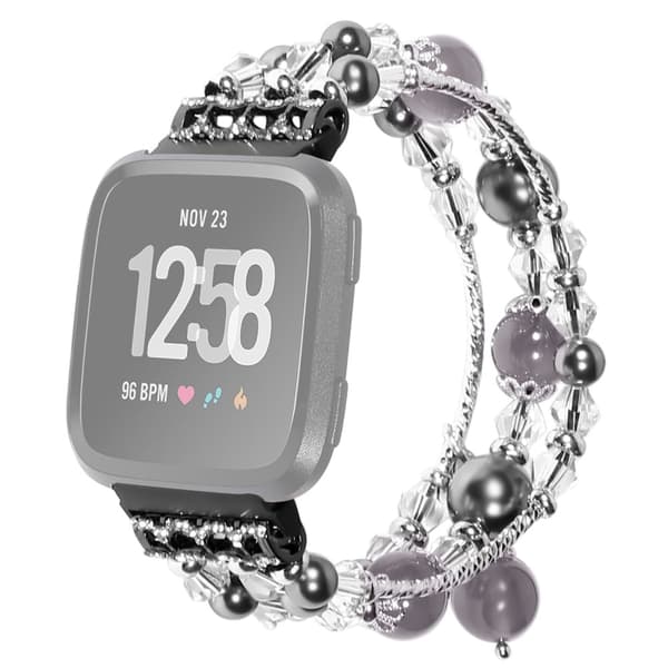 Fitbit Versa 2 / Versa Lite tyylikäs akaattikellon hihna - Musta Black