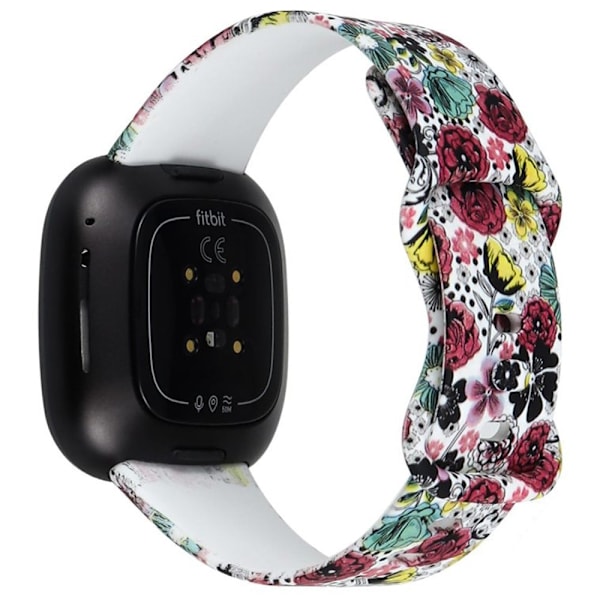 Fitbit Sense 2 / Versa 4 viileä kuvioitu silikoninen ranneke - Ruusut Ja Päivänkakkarat Multicolor