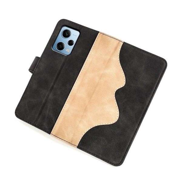 Tvåfärgat Xiaomi Redmi Note 12 Pro fodral i läder - Svart Svart