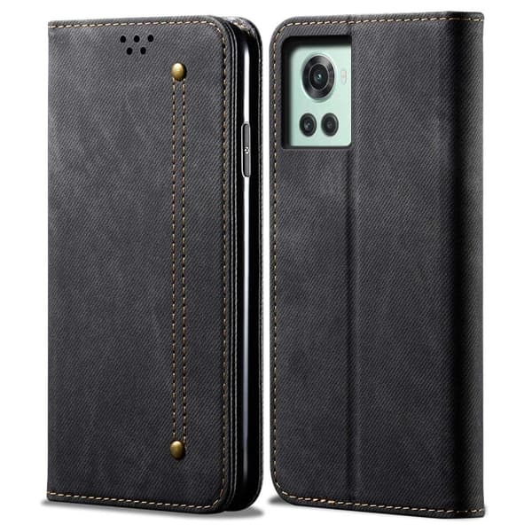 Jeans OnePlus 10R / OnePlus Ace flip etui - Svart Black