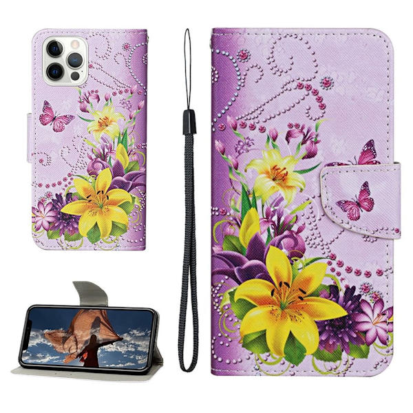 Wonderland iPhone 13 Pro Max Flippetui - Gul Blomst Multicolor