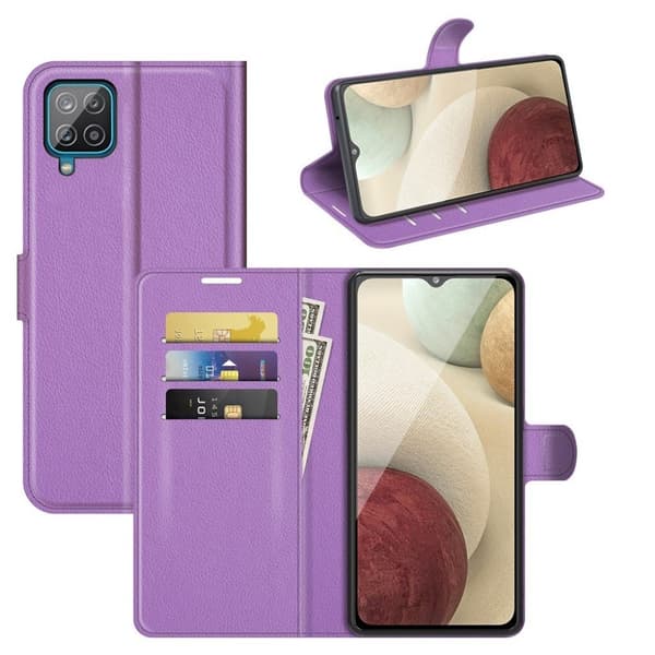Klassisk Samsung Galaxy A22 4G flip etui - Lilla Purple