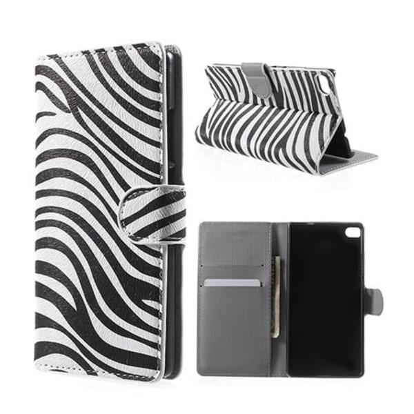 Moberg Huawei Ascend P8 Fodral med Plånbok - Zebra Ränder multifärg