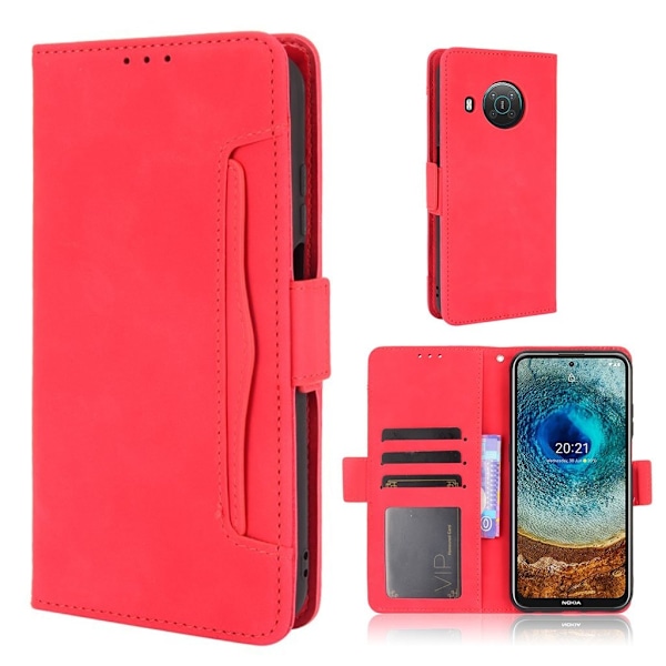 Nokia X10 / Nokia X20 moderni nahkainen lompakkokotelo - Punainen Red