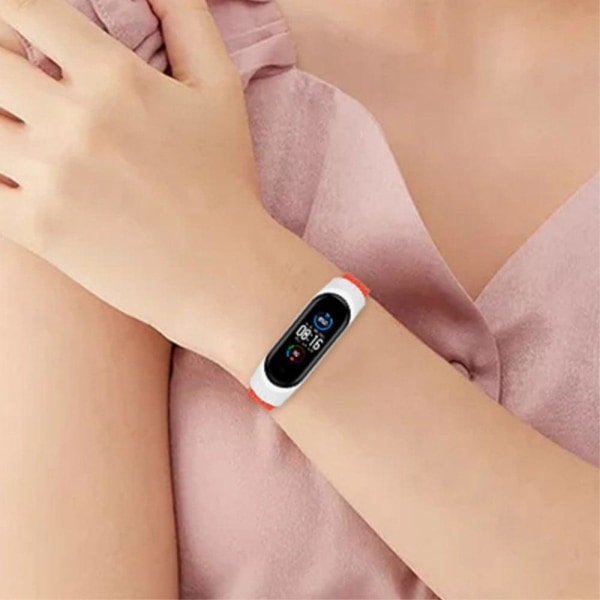 Xiaomi Mi Band 7 / 6 / 5 elastinen nailon kellonhihna - Värikäs Musta Black