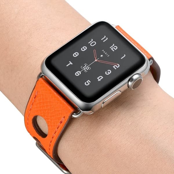 Apple Watch Series 5 42mm ægte læder Urrem - Brun Brown