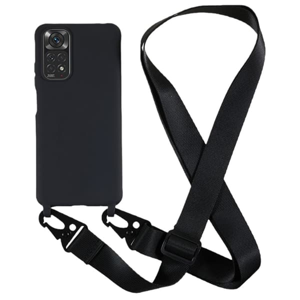 Tynt TPU-deksel med matt finish og justerbar stropp til Xiaomi Redmi Note 11S / Note 11 - Svart Black