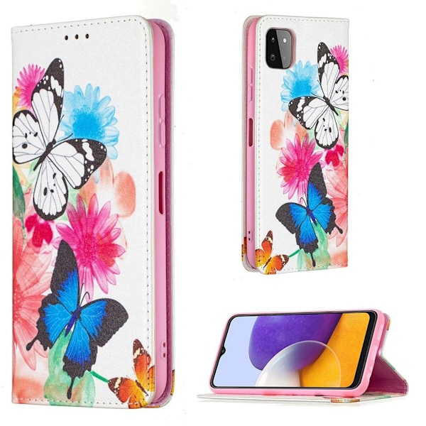 Wonderland Samsung Galaxy A22 5G Flip etui - Sommerfugle Multicolor