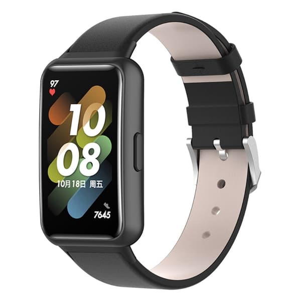 Huawei Band 7 aito nahkainen kellonhihna - Musta Black