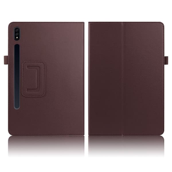 Samsung Galaxy Tab S7 Plus litchi læder flip etui - kaffe Brown
