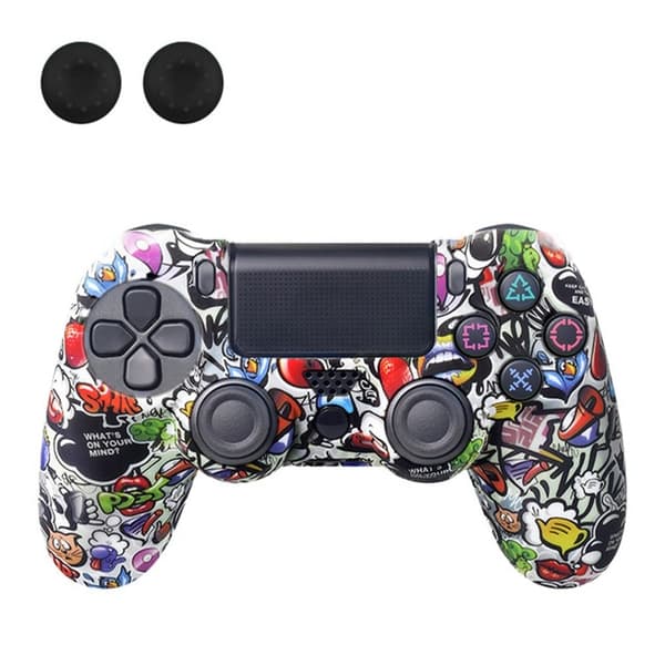 DATA FROG Silikonskydd Sony PlayStation 4 Pro / PS4 Slim / Playstation 4 Spelkontroll Graffiti Skyddsfodral - Graffiti multifärg