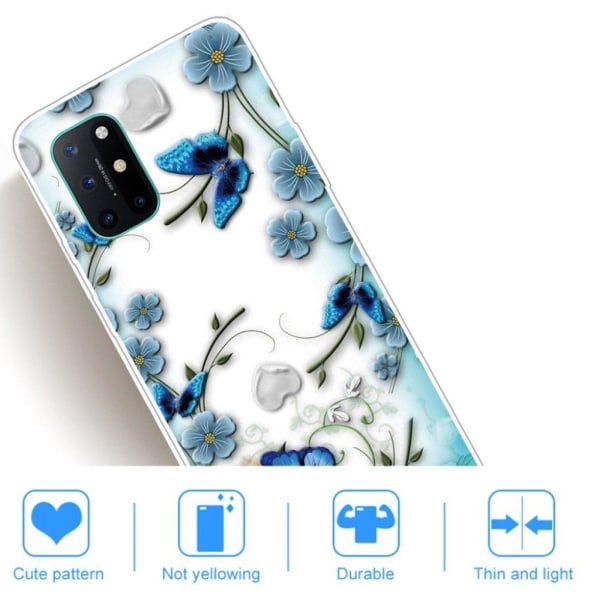 Butterfly läder OnePlus 8T fodral - Blå Blå
