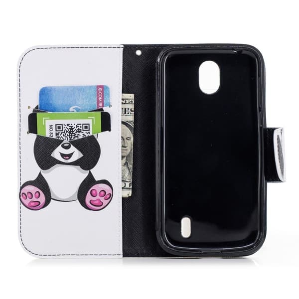 Nokia 1 Etui laget av kunstlær og silikon - Søt panda Multicolor