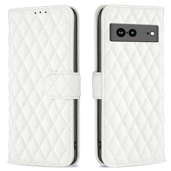 Rhombus mat Google Pixel 7a flip etui - Hvid White