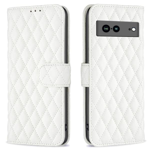 Rombuskuvioinen matta läppäkotelo Google Pixel 7a - Valkoinen White