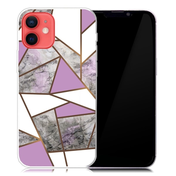 Marmordesign iPhone 13 Mini deksel - Lilla / Hvit / Grå Marmor Multicolor