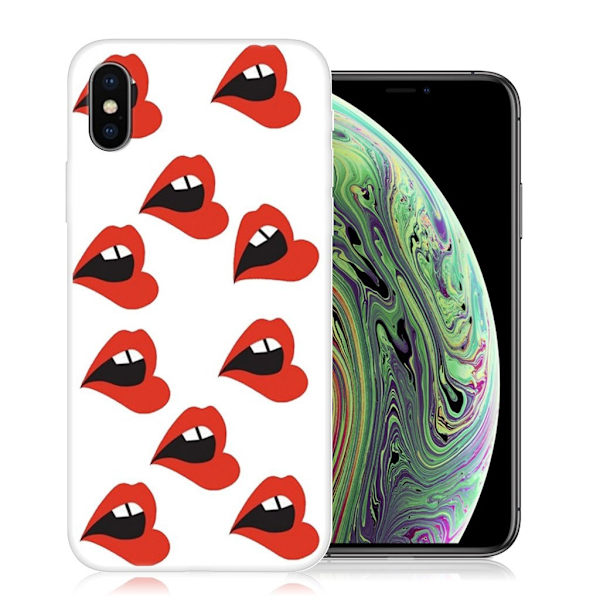 Blødt etui med mønsterprint til iPhone XS - Red Lips Red