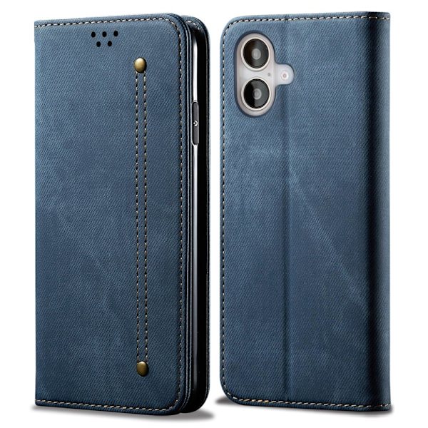 Jeans iPhone 16 Plus flip etui - Blå Blue