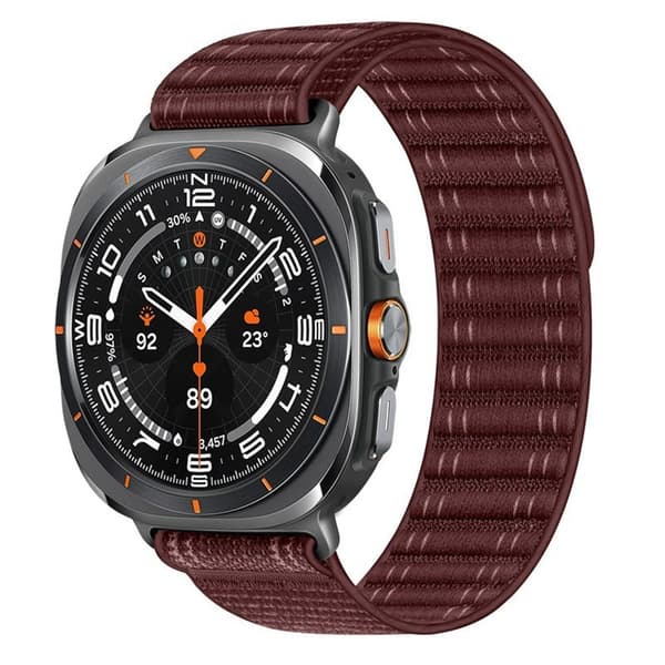 Samsung Galaxy Watch Ultra 47mm Nylon Watch Strap Loop Wristband Replacement - Rødvin Red