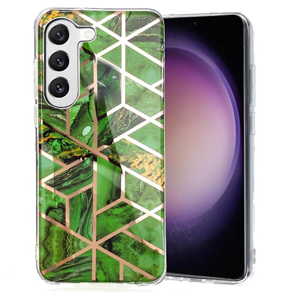 Deco Samsung Galaxy S23 Plus Etui - Electroplated Grøn Marmor Green