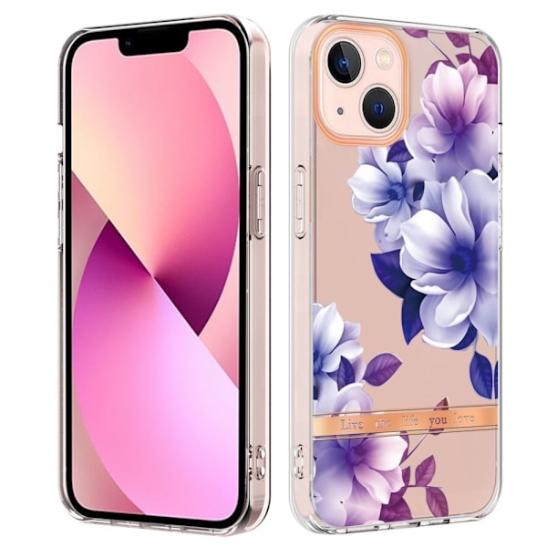 Supertunt och tåligt mjukfodral för iPhone 13 - Lila Begonia Lila