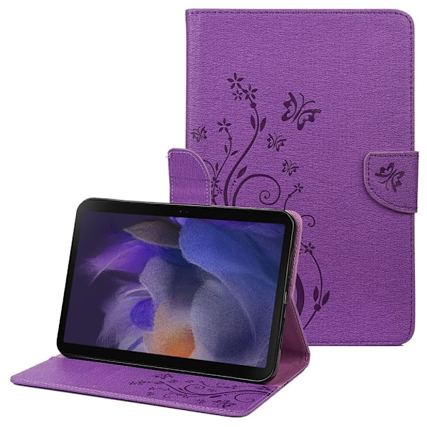 Samsung Galaxy Tab A8 10.5 (2021) läderfodral med tryck av fjärilsblomma - Lila Lila