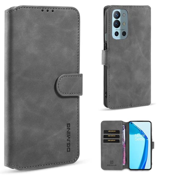 DG.MING OnePlus 9R retroetui - Grå Silver grey