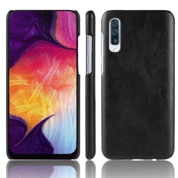 Samsung Galaxy A70 litchi coated fodral - Svart Svart