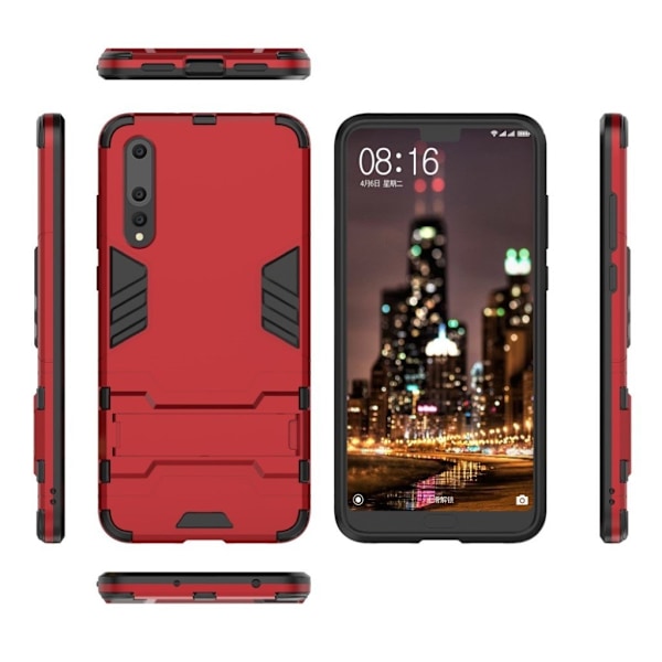 Huawei P20 Pro Guard PC TPU Hybrid Puhelin Kuori Kickstand - Punainen Red