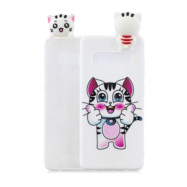 Samsung Galaxy S10 Plus fodral med 3D docka och mönster - Tiger multifärg