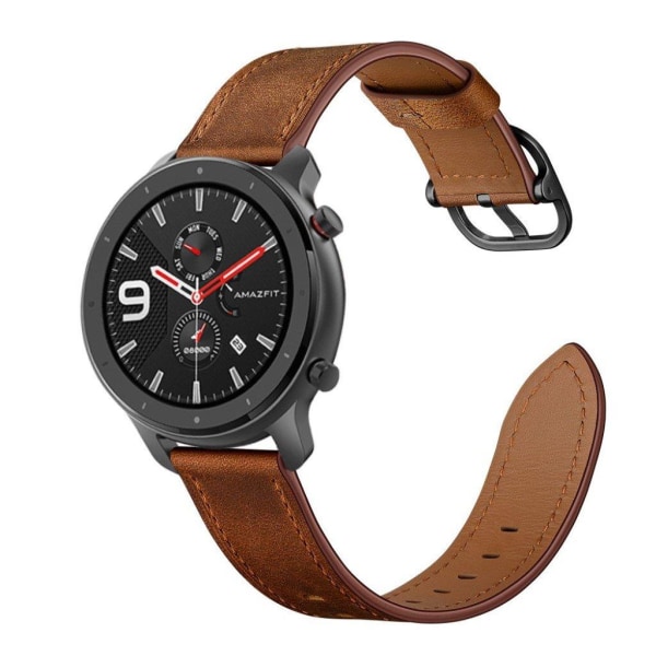 Amazfit GTR 47mm naudannahkainen kellonauha - Kahvi Brown