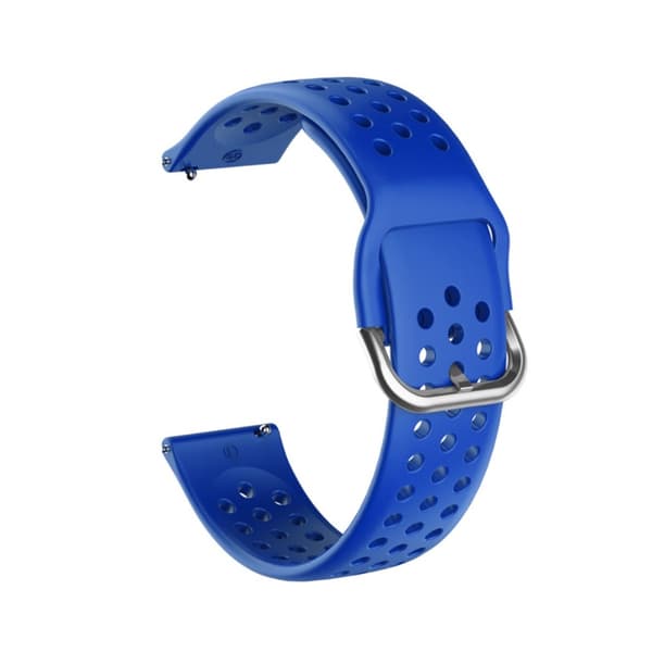 22 mm universal klockarmband i silikon med runda hål - Mörkblå / Silverspänne Blå