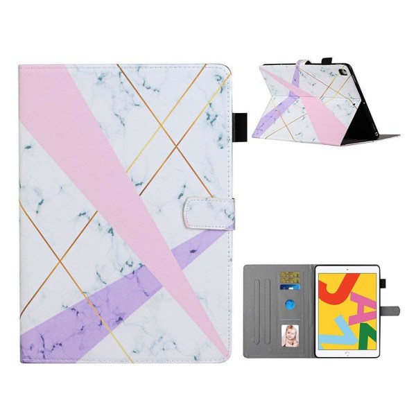 iPad 10.2 (2019) vibrant pattern printing leather case - Pink an Vit