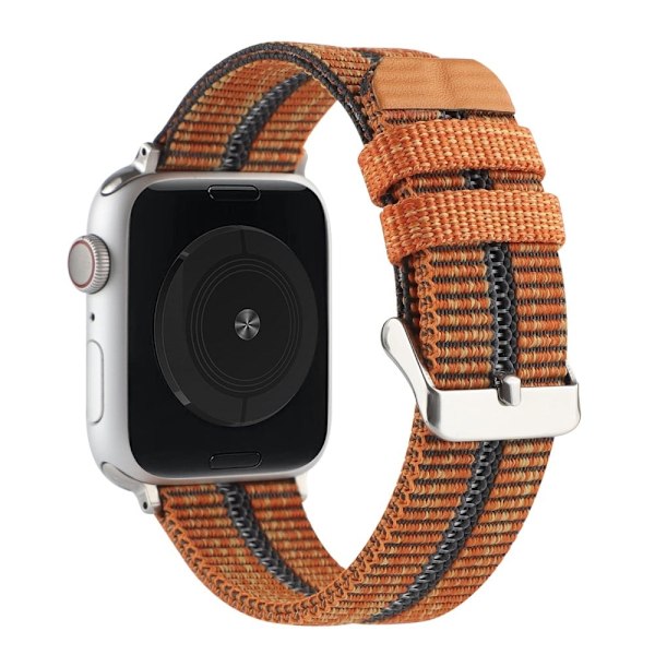 Apple Watch (45 mm) klockarmband i nylon med randig färg - Orange Orange