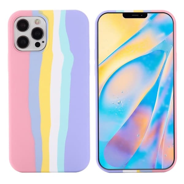 iPhone 15 Pro Maxin sateenkaareva silikonisuojus - Pinkki Pink