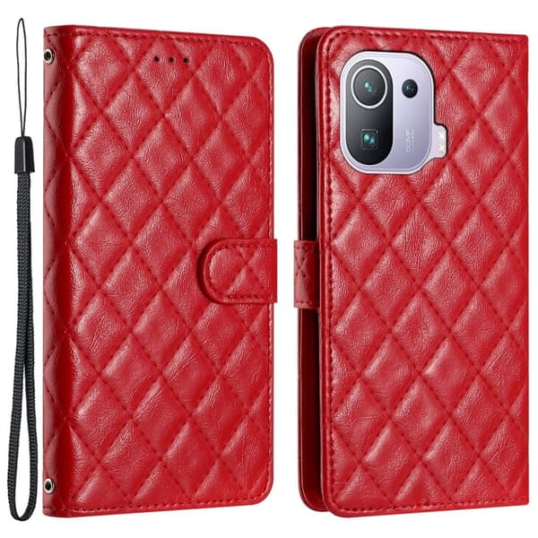 Funktionelt Xiaomi Mi 11 Pro rombe etui med pung Red