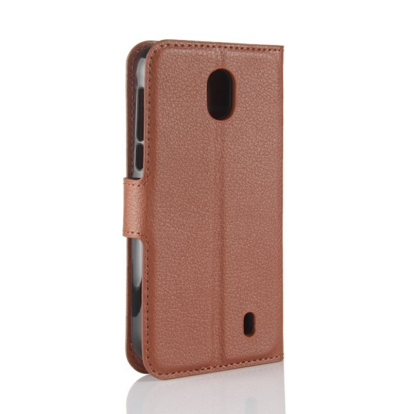 Nokia 1 litchi tekstur PU læder flip etui - Brun Brown