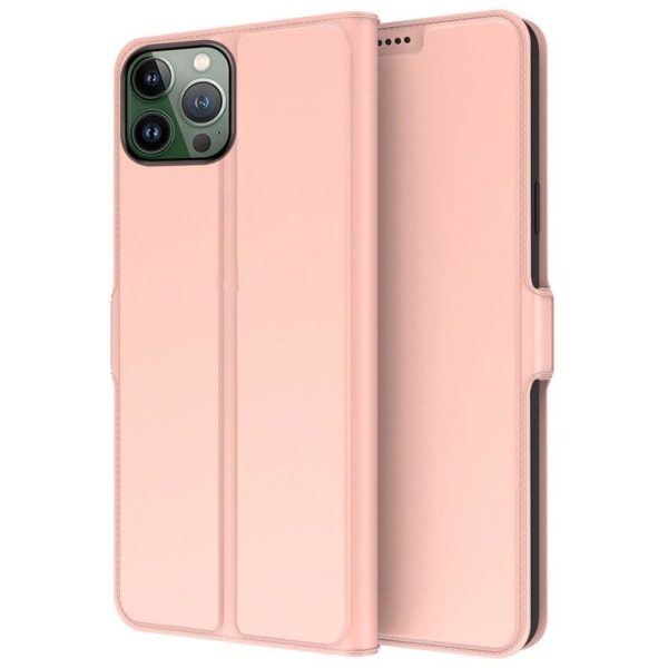 Glat og tyndt premium iPhone 13 Pro Max læderetui - Pink Pink