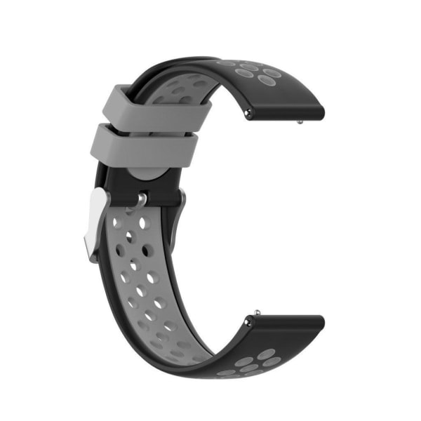 22mm Universal dual color silicone watch band - Black / Grey Black