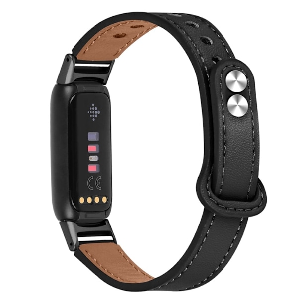 Fitbit Luxe urrem af okselæder i øverste lag med sort stik - Sort Black