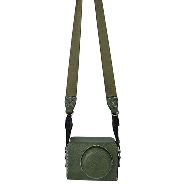 Sony ZV-1F Protective Cover Litchi Textured Vegan Leather Camera Case with Shoulder Strap - Green Green