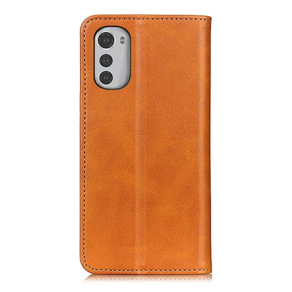 Motorola Moto E32 flip etui i ægte læder med pung – Brun Brown