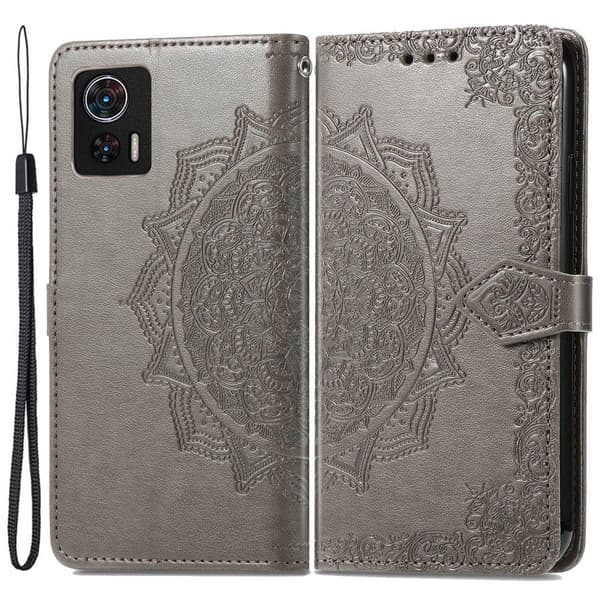 Mandala Motorola Edge 30 Neo Flip Fodral - Grå Silvergrå