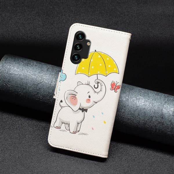 Wonderland Samsung Galaxy A13 4G Flip Etui - Paraply og Elefant Multicolor