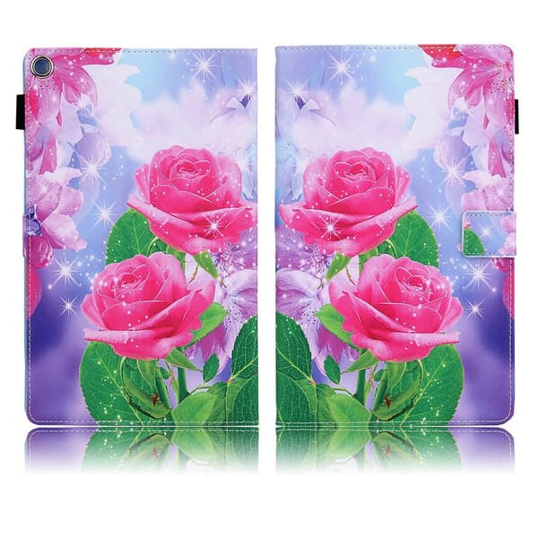 Amazon Fire Hd 8 (2017) Unique Mønster Lær Flippetui - Nydelig Blomst Pink