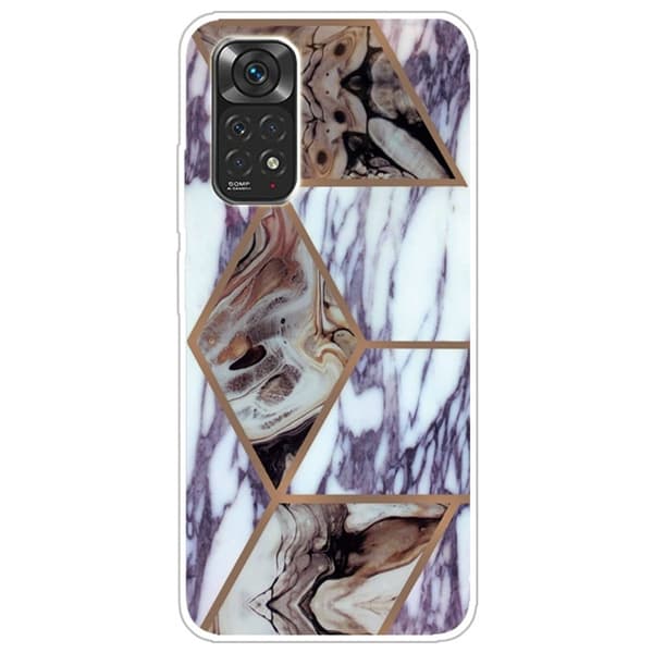 Marble Xiaomi Redmi Note 11 Pro 5G Etui - Blå og Brun Marmor Purple