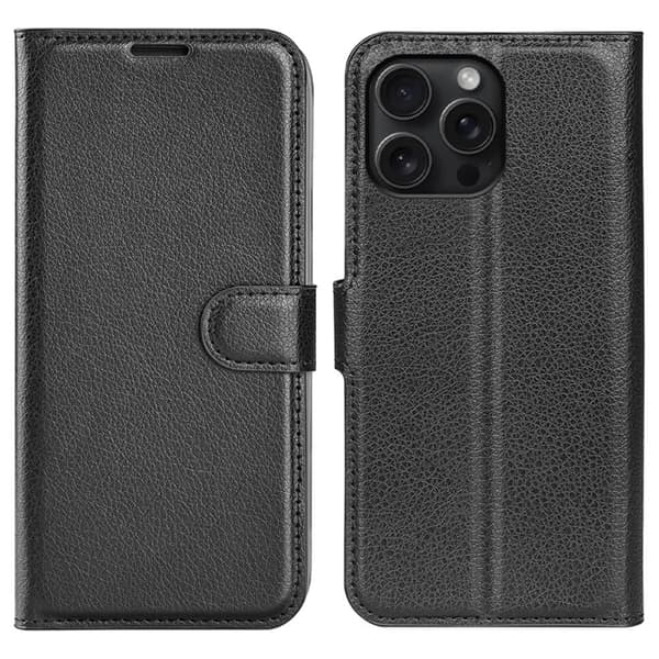 Classic iPhone 16 Pro flip kuoret - Musta Black