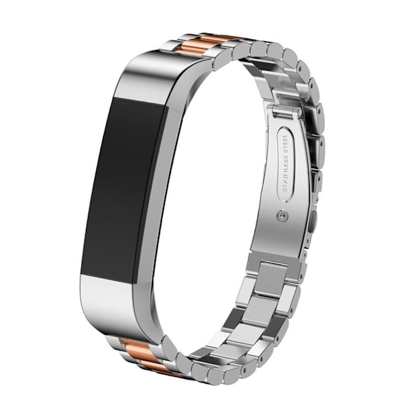 Fitbit Alta Luksus Ruostumaton Teräs Ranneke - Rose Kulta / Hopea Silver grey