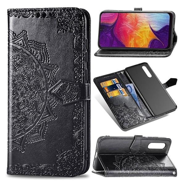 Mandala Samsung Galaxy A50 Flip etui - Sort Black